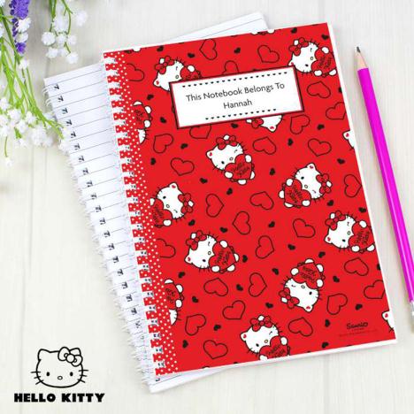 Personalised A5 Hello Kitty Hearts Notebook Extra Image 1